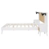 Queen Size Bed Frame With 2 Nightstands Elegant Design With Lamps - White - Image 11
