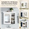 Bathroom Medicine Cabinet With Mirror, Wall Mounted Mirror Cabinet & Storage Organizer, Over The Toilet Storage White Storage Cabinet For Bathroom - White - Image 6