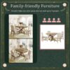 Functional Furniture Retro Style Dining Table Set With Extendable Table And 4 Upholstered Chairs For Dining Room And Living Room - Natural Wash - Image 5