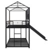 Twin Over Twin Bunk Bed, Housebed With Slide - Black - Image 14