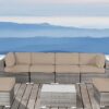Luxury Outdoor Patio Sofa Set With Cushions All Weather Wicker Furniture For Garden, Backyard, Or Poolside Lounge Durable, Modern Design - Gray - Image 4