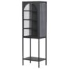 Metal Glass Door Display Storage Cabinet, 5 Tier Cube Bookshelf Storage Cabinet With 3 Adjustable Shelves For Kitchen, Dining Room, Living Room, Bathroom, Home Office - Black - Image 15