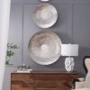 Textured Oversized Disc, Wall Decor For Living Room (Set of 3) - Silver - Image 3