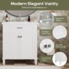 Bathroom Vanity With Ceramic Basin, Soft Close Door And Adjustable Shelves - White - Image 4