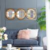 3 Mirror Piece Wall Mirror InRectangular Frame, Home Wall Decor For Bedroom Living Room - Brown - Image 4
