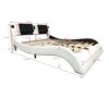 King Size Upholstered Platform Bed Frame With LED Lighting, Bluetooth Connection To Play Music Control, Backrest Vibration Massage, Curve Design, Wood Slat Support, Exhibited Speakers - White - Image 9