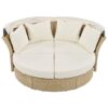 Outdoor Patio Daybed Wicker Rattan Double Daybed Round Sofa Furniture Set With Retractable Canopy, 4 Pillows For Lawn Garden Backyard Porch Pool - Beige - Image 15