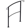 Handrails For Outdoor Steps, Fit 1 Or 3 Steps Outdoor Stair Railing, Flexible Front Porch Hand Rail, Transitional Handrails For Concrete Steps Or Wooden Stairs - Black - Image 3