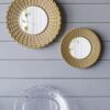 Beaded - Sunburst Mirror, Round Accent Wall Mirror For Living Room - Gold - Image 7