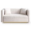 Contemporary Vertical Channel Tufted Velvet Sofa Loveseat Upholstered 2 Pieces Set With 4 Pillows - Beige - Image 7