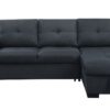 Lucas - Linen Sleeper Sectional Sofa With Reversible Storage Chaise - Dark Gray - Image 2