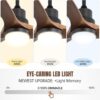 Ceiling Fan With Lights 3 Solid Wood Fan Blade Noiseless Reversible Motor Remote Control - Black - Image 3