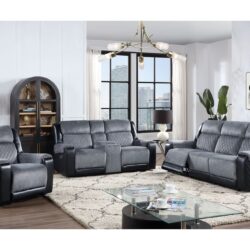 Alicia - Reclining Sofa Loveseat And Chair - Gray / Black