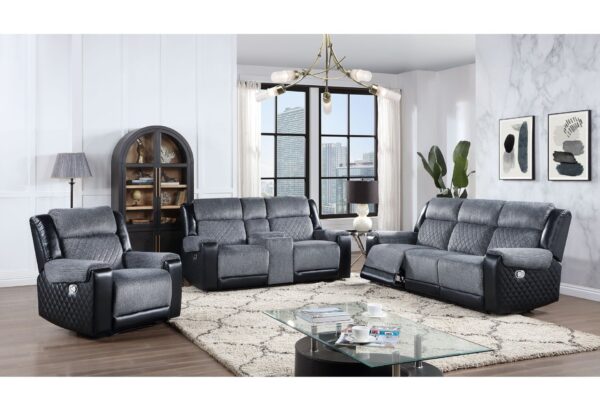 Alicia - Reclining Sofa Loveseat And Chair - Gray / Black