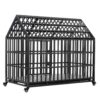 Heavy Duty Dog Crate Large Dog Cage Strong Metal Dog Kennels And Crates For Large Dogs With 4 Lockable Wheels - Black - Image 7