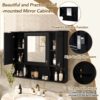 Wall Mounted Bathroom Medicine Cabinet, Modern Bathroom Wall Cabinet With Mirror, Mirror Cabinet With Open Shelves - Black - Image 8