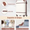 20" Hardside Luggage With Cosmetic Case, 2 Piece Lightweight Suitcase Set With Spinner Wheels, Carry On Vintage Luggage - White - Image 6