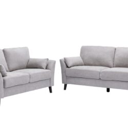 Damian - Woven Living Room Fabric Sofa, Loveseat (Set of 2) - Light Gray