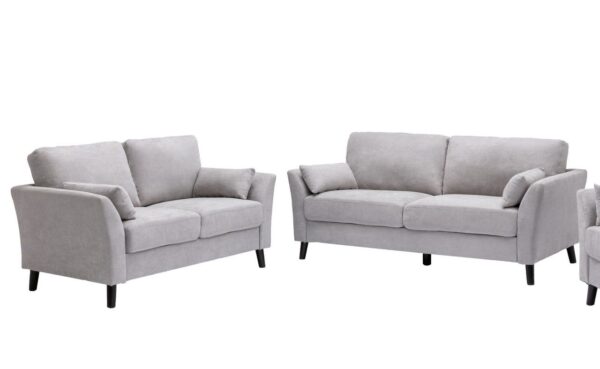 Damian - Woven Living Room Fabric Sofa, Loveseat (Set of 2) - Light Gray