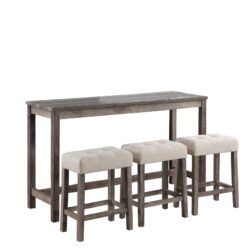 Oriana - 4 Piece Counter Height Pub Table Set With Tufted Stools - Brown / Creamy