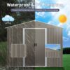 8Ft x 10Ft Outdoor Metal Storage Shed With Metal Floor Base, With Window - Gray - Image 6