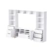 4 Piece Entertainment Wall Unit With 13 Shelves, 8 Drawers And 2 Cabinets, Multifunctional TV Stand Media Storage Cabinet With Fluted Line Surface For Living Room, For TVs Up To 70" - White - Image 18
