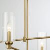 Enigma - 4 Lights Chandelier With Clear Ribbed Satin - Antique Brass / Clear / Gold - Image 5