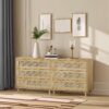 3 Drawers Rattan Storage Cabinet Rattan Drawer, For Bedroom, Living Room, Dining Room, Hallways (Set of 2) - Oak - Image 2