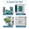 2 Story Wooden Rabbit Hutch Outdoor Indoor Bunny Cage Pull Out Tray, Waterproof Roof - Green - Image 3