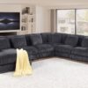Nadine - Corduroy Modular Corner Sectional Sofa With Left Facing Chaise - Dark Gray - Image 7
