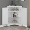Triangle Bathroom Storage Cabinet With Adjustable Shelves, Freestanding Floor Cabinet For Home Kitchen - White - Image 8