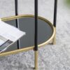 3 Tier Metal Console Table, Mirrored Shelf - Golden Black - Image 11