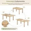 Topmax - Rustic Extendable Dining Table Set With Removable Leaf, 6 Upholstered Armless Dining Chairs And 2 Padded Arm Chairs, 9 Pieces - Natural - Image 4