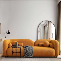 Donna - Japandi Style Boucle Sofa - Dark Yellow / Rustic