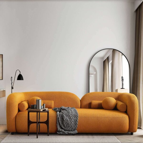 Donna - Japandi Style Boucle Sofa - Dark Yellow / Rustic