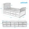Twin Size Platform Storage Bed Solid Wood Bed With 6 Drawers - Gray - Image 3