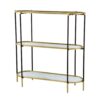 3 Tier Metal Console Table, Mirrored Shelf - Golden Black - Image 3