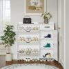 Shoe Cabinet With 4 Doors 1 Drawers, PVC Door With Shape, Large Space For Storage - White - Image 7