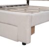 Queen Size Upholstered Platform Bed With Drawer - Beige - Image 7