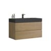 Alice - U092-Alice36W-106 Natural Oak Bathroom Vanity With Sink, Large Storage Wall Mounted Floating Bathroom Vanity For Modern Bathroom, One-Piece Black Sink Basin Without Drain - Walnut / Black - Image 5