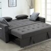 William - Modern Fabric Sleeper Sofa With 2 USB Charging Ports And 4 Accent Pillows - Gray - Image 6