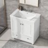 Bathroom Vanity With Sink, Combo, Cabinet With Doors And Drawer, Solid Frame And MDF Board - White - Image 3