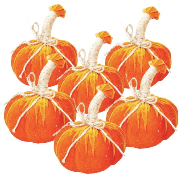Pumpkin Ornament For Holiday Harvest Festival Fall Festival & Thanksgiving (Set of 6) - Orange