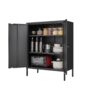 Kitchen Buffet Server Table Accent Sideboard Cupboard Server Buffet Console Table With Doors Cabinet - Black - Image 18