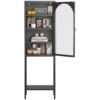 Metal Glass Door Display Storage Cabinet, 5 Tier Cube Bookshelf Storage Cabinet With 3 Adjustable Shelves For Kitchen, Dining Room, Living Room, Bathroom, Home Office - Black - Image 7