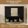 Wall Mounted Bathroom Medicine Cabinet, Modern Bathroom Wall Cabinet With Mirror, Mirror Cabinet With Open Shelves - Black - Image 6