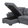 Toby - Woven Fabric Reversible Sleeper Sectional Sofa With Storage Chaise Cup Holder Charging Ports And Pockets - Gray - Image 4