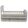 Twin Size Platform Storage Bed Solid Wood Bed With 6 Drawers - Gray - Image 8