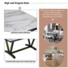 6 Piece Dining Table Modern Style With 4 Chairs & 1 Bench, Table With Marbled Veneers Tabletop And V-Shaped Table Legs - White - Image 5