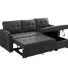 Mabel - Woven Fabric Sleeper Sectional With Cupholder, USB Charging Port nd Pocket - Dark Gray - Image 3